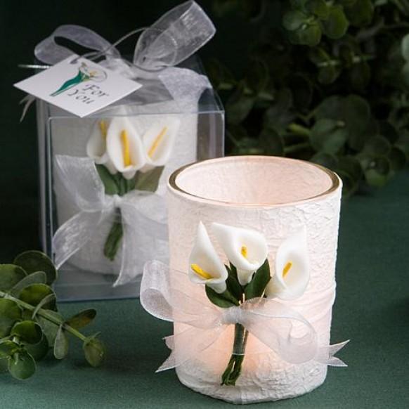 wedding photo - Stunning Calla Lily Design Candle Holder Favors wedding favors
