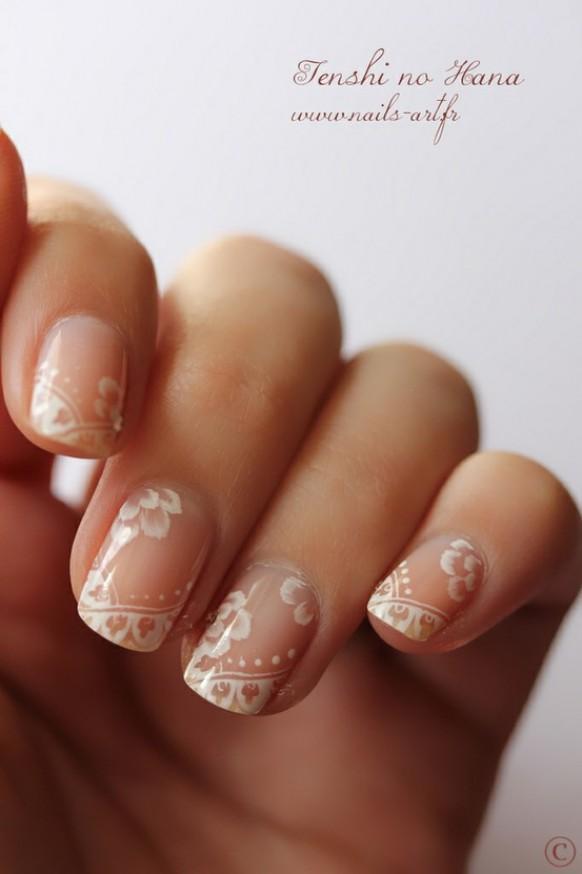 wedding photo - Lace Wedding Nails Art with Nail Art Stamp Tool 