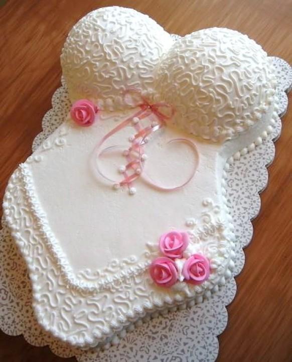 wedding photo - Sexy Bridal Shower Cake Ideas ♥ Lovely White Lingerie Bachelorette Cake 