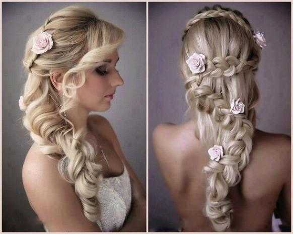 wedding photo - Coiffure de mariage Roses ♥ Braid Coiffures de mariage pour cheveux longs magnifiques