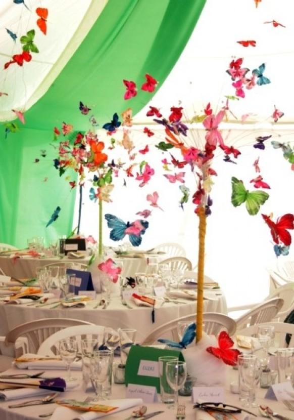 wedding photo -  Beautiful Wedding Decor With Colorful 3d Butterflies 