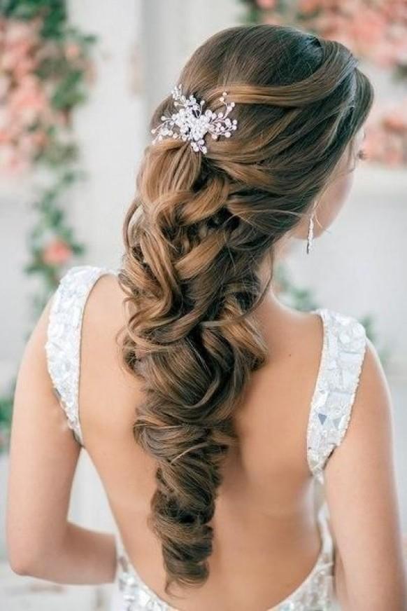 Half Up Half Down Curly Wedding Hairstyles With Silver
