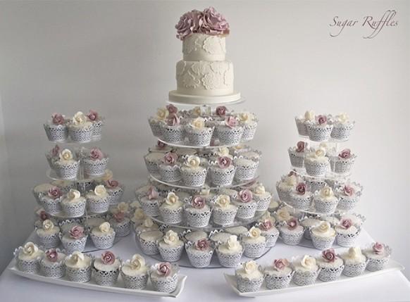 wedding photo - Ivory & Amnesia Rose Cupcake Tower