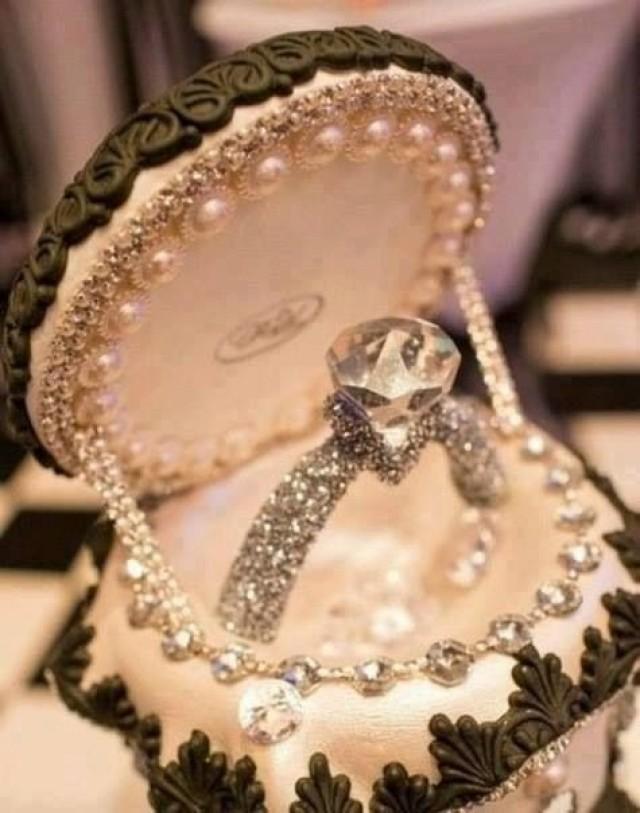 wedding photo - Engagement ring decorated with gemstones and diamond