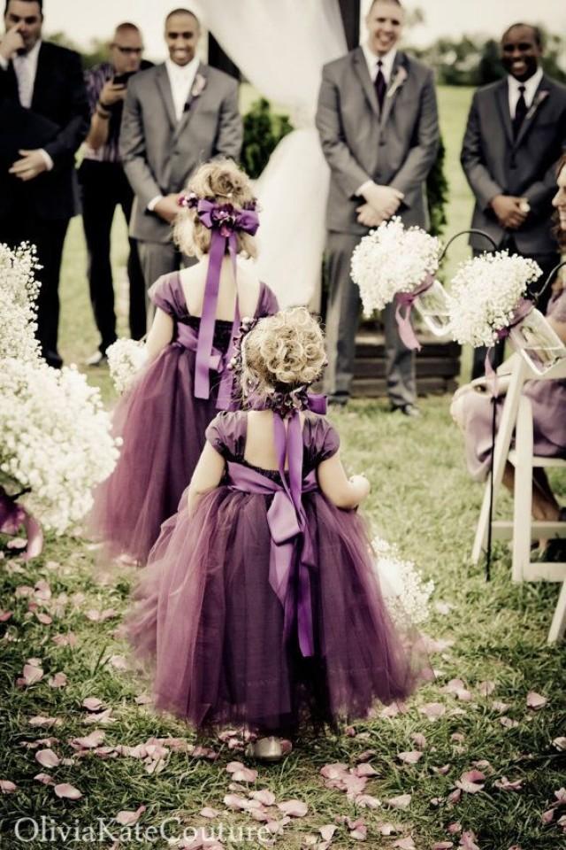 Purple bell shaped flower girl dress