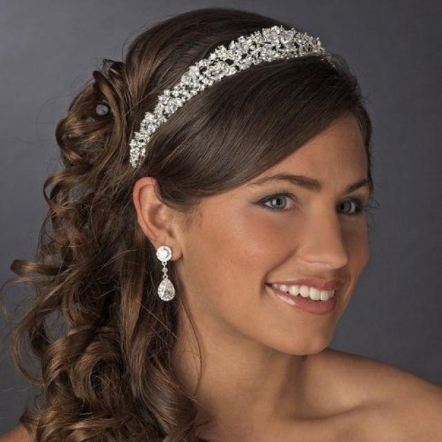 wedding photo - NWT Majestic Silver Plated CZ Cubic Zirconia Wedding Bridal Headband Tiara