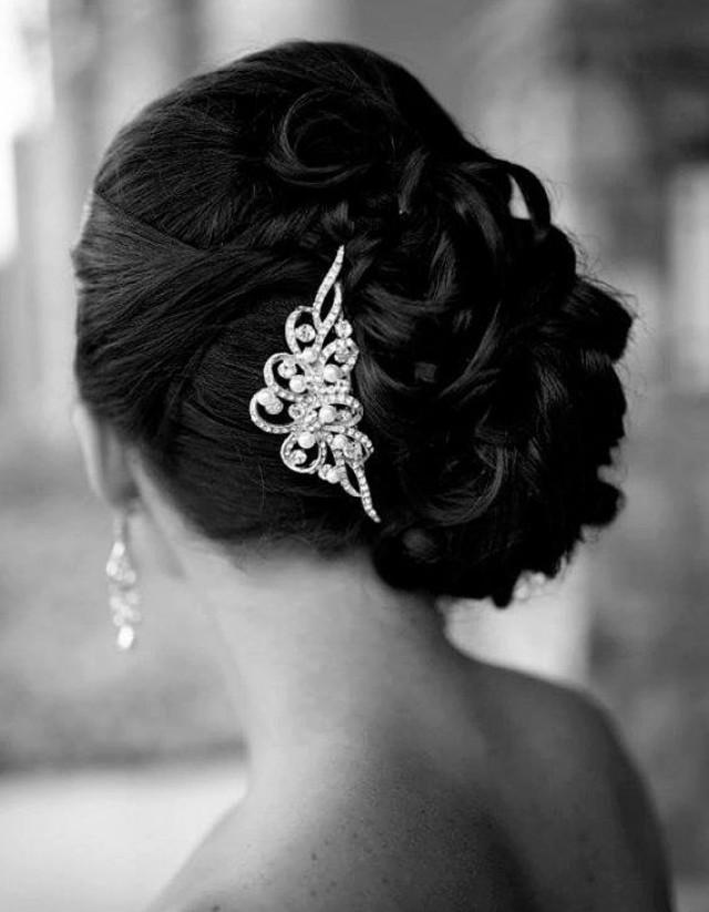 wedding photo - Mariage Peigne, cru a inspiré le cristal de Swarovski et de perles Peigne nuptiale de cheveux, strass tiare, mariage accessoires