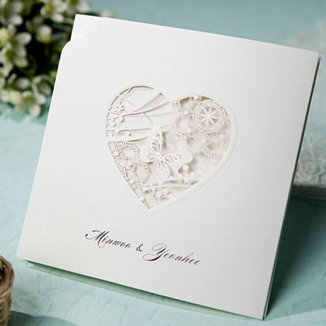 wedding photo - [B*Hands Card] 1 Sample Set Wedding Invitations Laser Cut Buterfly Lace BH1008