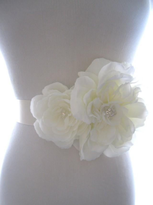 Ivory Cluster Bridal Sash Wedding Accessory Large Wedding Sash