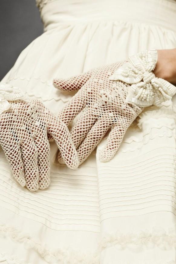 wedding photo - Vintage Crocheted Lace Gloves Wedding 