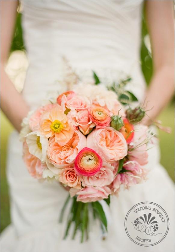 wedding photo - Ranunculu And Rose Wedding Bouquet