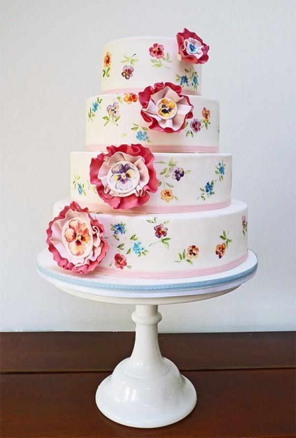 Cute Rosette Wedding Cakes 