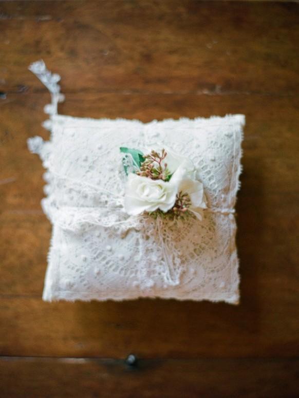 wedding photo - Lace Wedding Ring Pillow 
