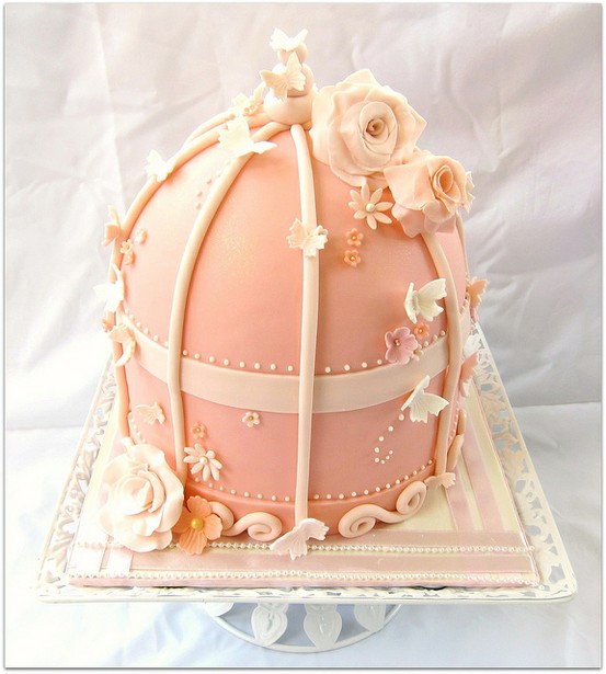 Wedding - Custom Design Romantic Birdcage Wedding Cake 