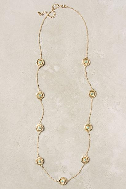 Wedding - Gold Chain Necklace with Turquoise Details 