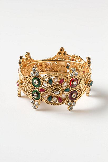 Mariage - Handmade Embellished Gold Cuff 