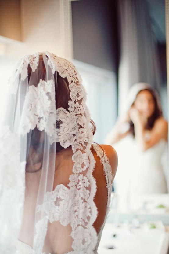Hochzeit - Vintage Lace Wedding Veil ♥ Mantilla Veil
