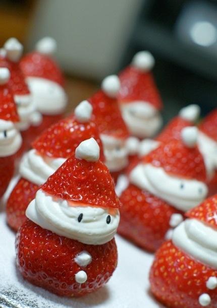Hochzeit - Weihnachten Strawberry Santas ;) ♥ DIY Easy and Cute Holiday Food Ideas
