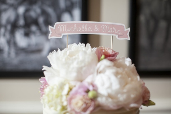 Wedding - Banner pink and white wedding cake