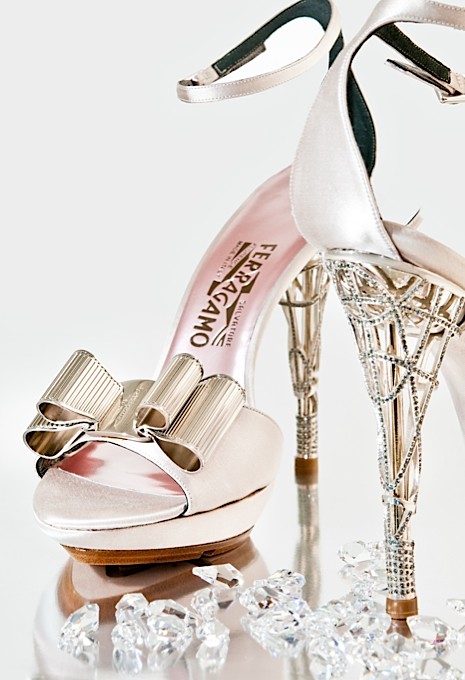 Wedding - Ferragamo Gold Platform Wedding Shoes with Swarovski Details 