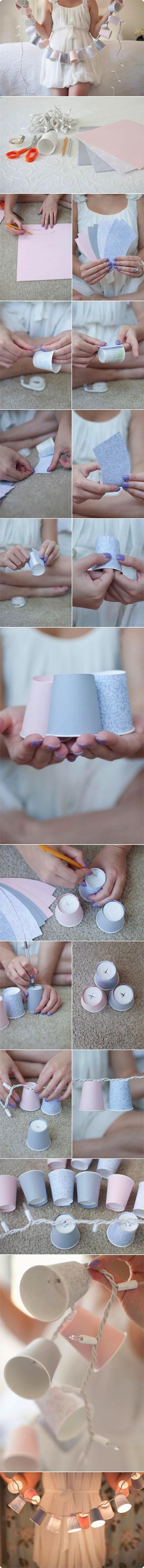 Hochzeit - DIY Decorative Papierbecher Garland Lichter