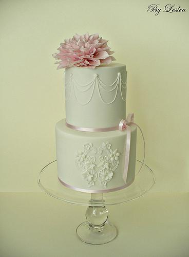 Wedding - Lace Medallion With Pink Dahlia