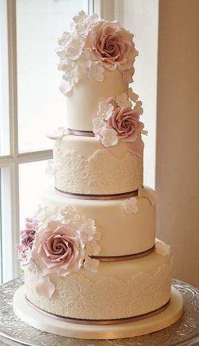 Mariage - Rose & Hortensia gâteau