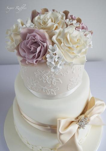 Wedding - Champagne Lace Wedding Cake