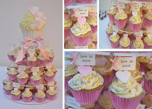 Wedding - Pink Heart Cupcake Tower