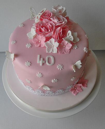 زفاف - الوردي 40TH كعكة عيد ميلاد