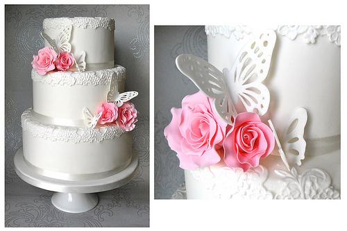 Mariage - Gâteau de mariage de papillon Rose