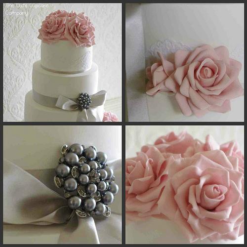 زفاف - الوردي والرمادي كعكة الزفاف كلية