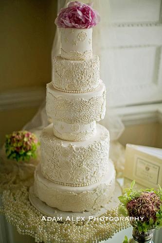زفاف - 6 الطبقة كعكة الزفاف الدانتيل