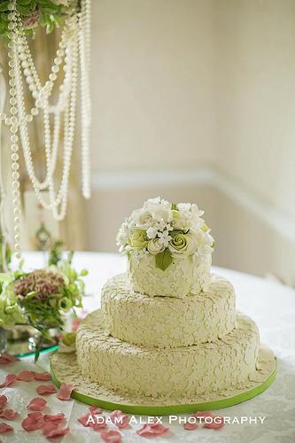 Wedding - Three Tier Green Lace Cake