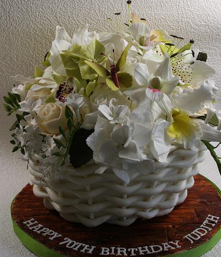 Wedding - Basket Of Flowers Cake