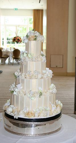 Wedding - Four Tier Wedding Cake With Stripes