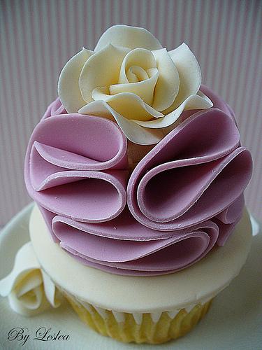 Wedding - Vintage Pink Ruffles Cupcake