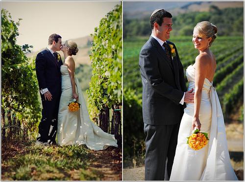 Hochzeit - Liebe in einem Feld von Trauben