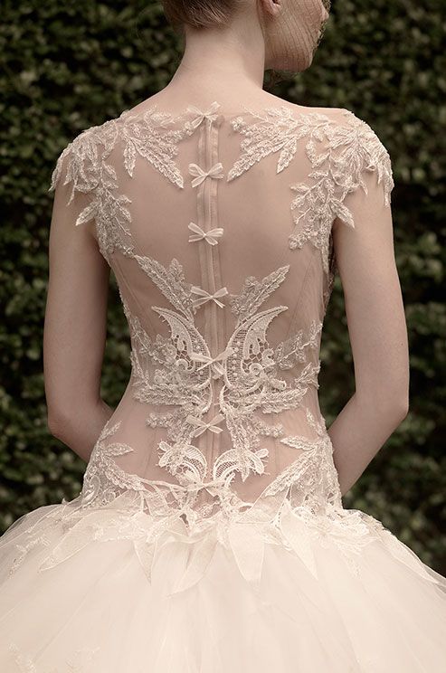 Wedding - Ivory pink transparent wedding dress
