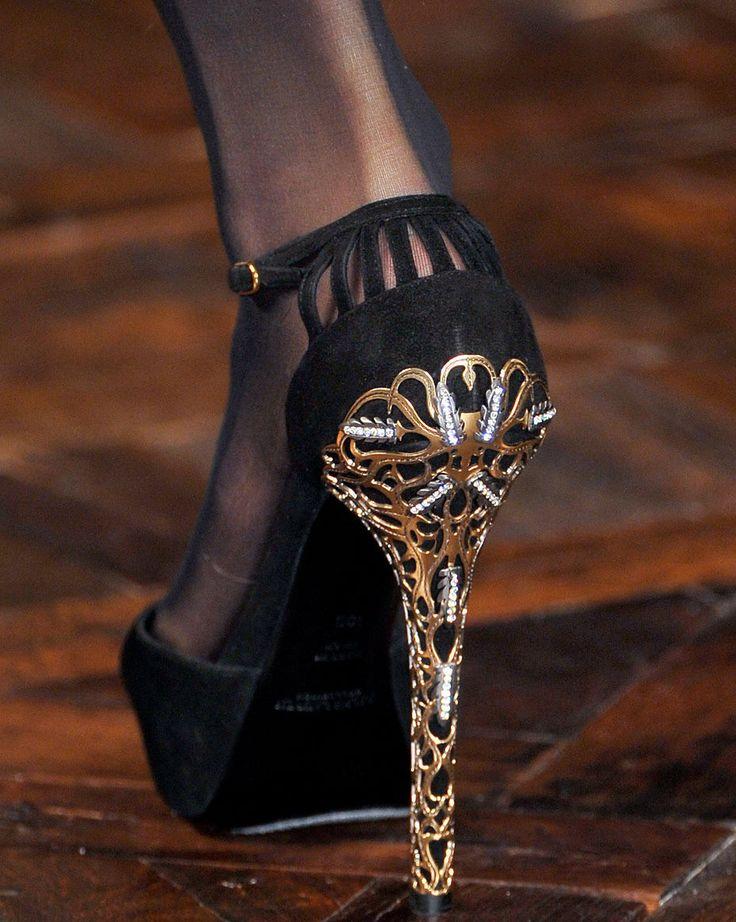 زفاف - High heels shining black wedding shoes