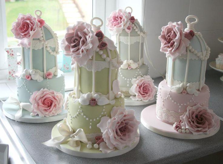 Wedding - Colorful wedding cakes decorated with pink roses