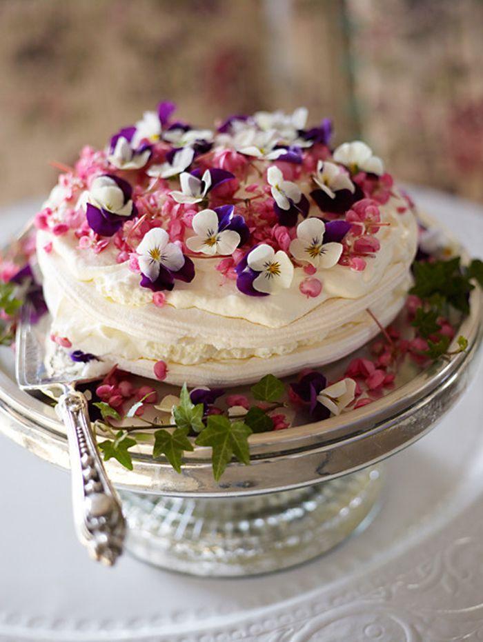Wedding - Edible Organic Flowers Spring Wedding Cake