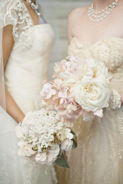 Wedding - White and soft pink wedding bouquets