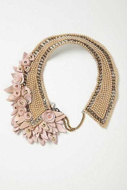 Wedding - Collar necklace decorated with pink paper flowers