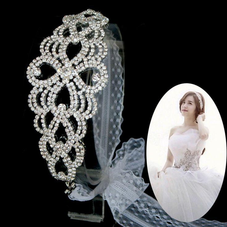 Wedding - Wedding Crown Rhinestone Headpiece Bridal Lace Headband Hair Accessory