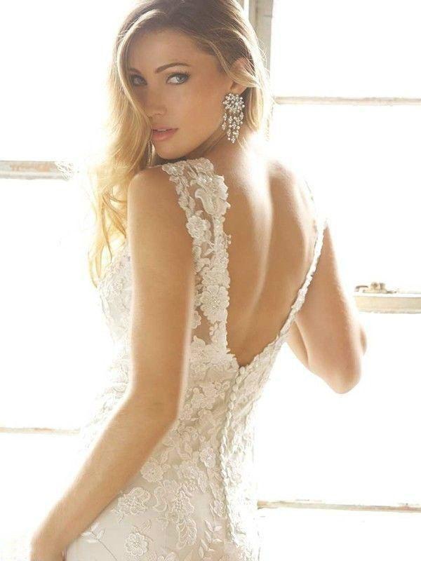 Hochzeit - Rückenfrei Weiß Ivory Meerjungfrau Brautkleid Benutzerdefinierte Größe 6 8 10 12 14 16 18
