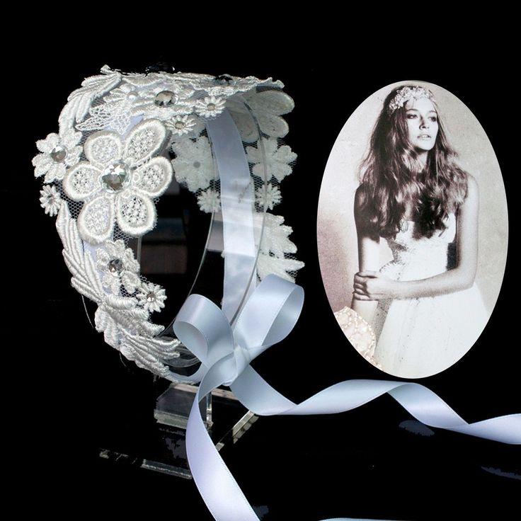 Mariage - Fleur de dentelle casque de mariée de luxe nuptiale de cheveux de bandeau de bande