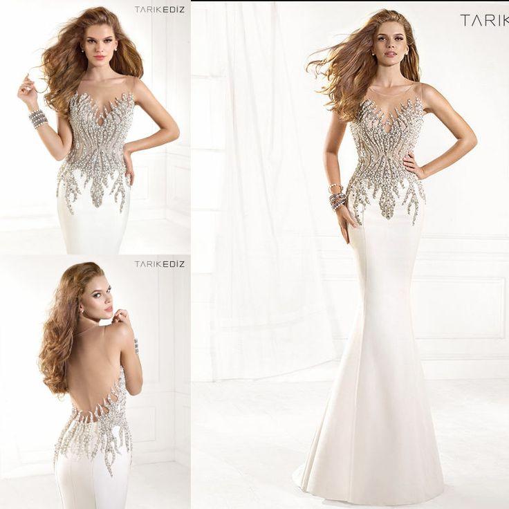 Mariage - 2014 Tarik Ediz robe de sirène Retour Transparent soirée formelle robe de bal personnalisé