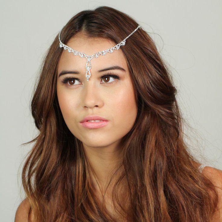 Wedding - Sofia Dainty Crystal Chain Comb Headpiece Bridal Prom