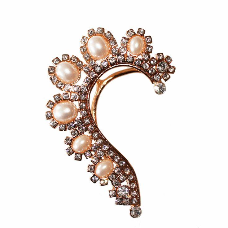 Mariage - Florale en cristal de perle d'oreille de manchette d'oreille crochet Hanger